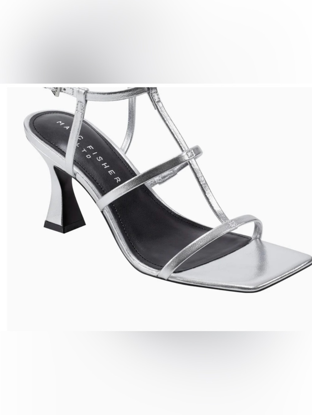 Marc Fisher Sz 6 NWB Silver Square Toed Heels - Picture 2 of 6